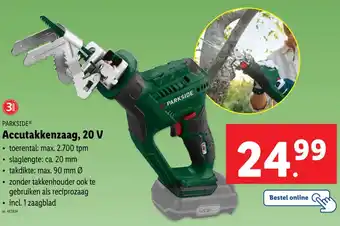 Lidl Parkside accutakkenzaag, 20 V aanbieding