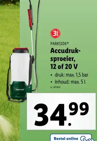 Lidl Parkside accudruksproeier 12 of 20 v aanbieding