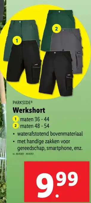 Lidl Parkside werkshort aanbieding