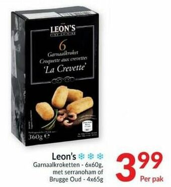 Intermarché Leon`s garnaalkroketten met serranoham of brugge oud aanbieding