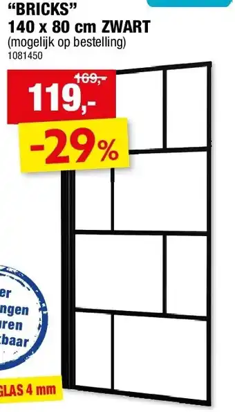 Hubo “BRICKS” 140 x 80 cm ZWART aanbieding