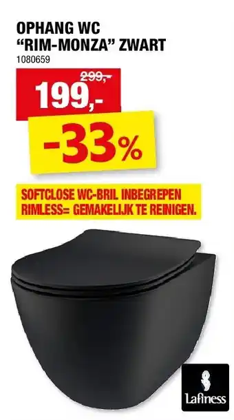 Hubo OPHANG WC “RIM-MONZA” ZWART aanbieding