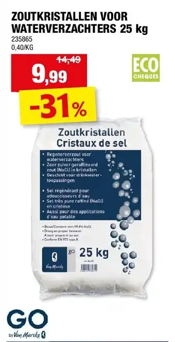 Hubo ZOUTKRISTALLEN VOOR WATERVERZACHTERS 25 kg aanbieding