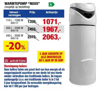 Hubo WARMTEPOMP “NUOS” aanbieding