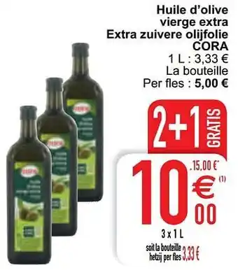 Cora Huile d`olive vierge extra extra zuivere olijfolie cora 3x 1liter aanbieding
