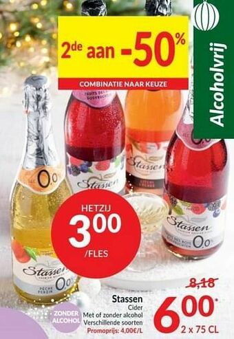 Stassen cider met of zonder alcohol
