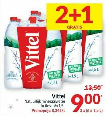 Intermarché Vittel natuurlijk mineraalwater aanbieding