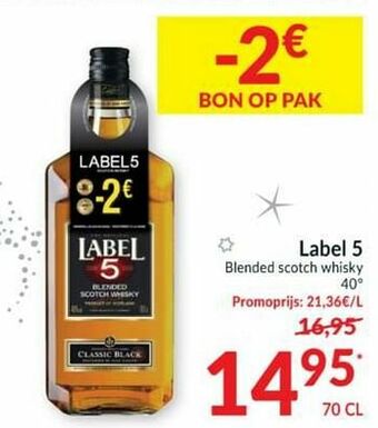 Intermarché Label 5 blended scotch whisky aanbieding