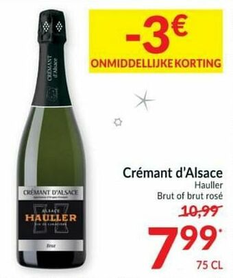 Intermarché Crémant d`alsace hauller brut of brut rosé aanbieding