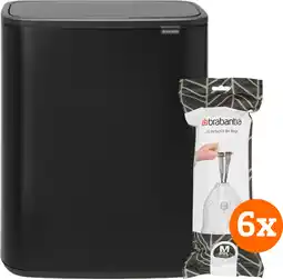 Coolblue Brabantia Bo Touch Bin 60 Litres Noir Mat + Sacs Poubelle (2 x 60 pièces) aanbieding