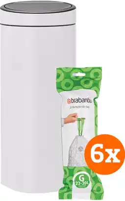 Coolblue Brabantia Touch Bin 30 Litres White + Sacs Poubelle (120 pièces) aanbieding