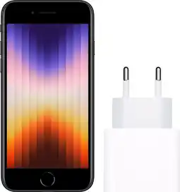 Coolblue Apple iPhone SE 3 64 Go Noir + Apple Chargeur Rapide aanbieding