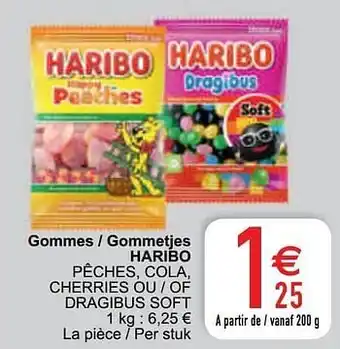 Cora Gommes - gommetjes haribo 200g aanbieding