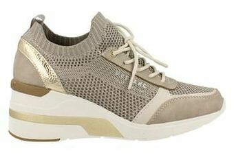 Berca Shoes Mustang Sneaker Laag Dames Sneakersock - Taupe aanbieding