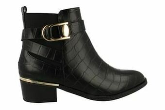 Berca Shoes Sprox Enkellaars Plat Dames Vegan Trend Dierenprint - Zwart aanbieding