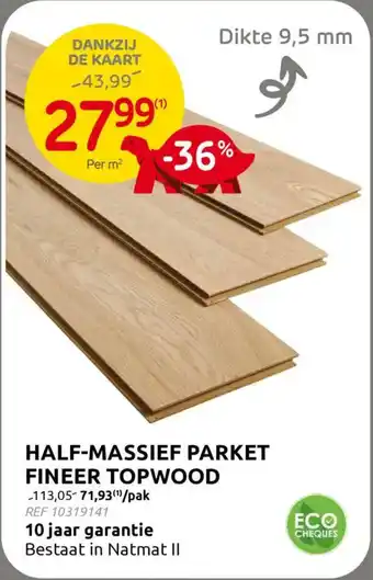 BricoPlanit Half-Massief Parket Fineer Topwood aanbieding