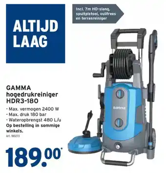 GAMMA GAMMA hogedrukreiniger HDR3-180 aanbieding