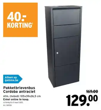 GAMMA Pakketbrievenbus Cordoba antraciet aanbieding