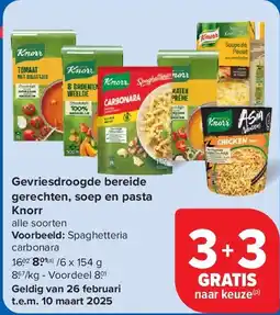 Carrefour Gevriesdroogde bereide gerechten, soep en pasta Knorr aanbieding