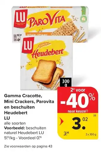 Carrefour Gamma Cracotte, Mini Crackers, Parovita en beschuiten Heudebert LU aanbieding