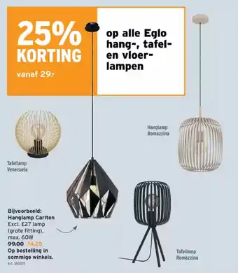 GAMMA Op alle eglo hang tafel en vloer lampen aanbieding