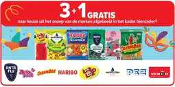 Carrefour naar keuze uit het snoep van de merken afgebeeld in het kader hieronder aanbieding