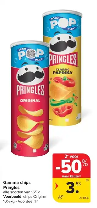 Carrefour Gamma chips Pringles aanbieding