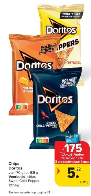 Carrefour Chips Doritos aanbieding