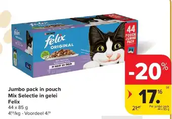 Carrefour Jumbo pack in pouch Mix Selectie in gelei Felix aanbieding