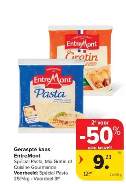 Carrefour Geraspte kaas EntreMont aanbieding