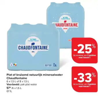 Carrefour Plat of bruisend natuurlijk mineraalwater Chaudfontaine aanbieding