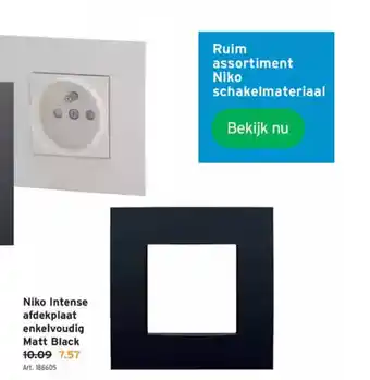 GAMMA Niko intense afdekplaat enkelvoudig matt black aanbieding