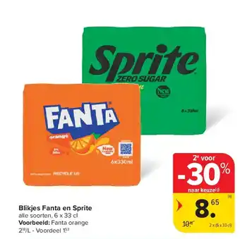 Carrefour Blikjes Fanta en Sprite aanbieding