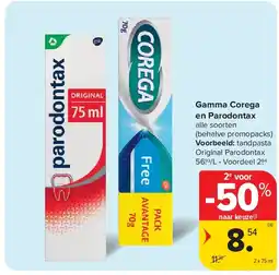 Carrefour Gamma Corega en Parodontax aanbieding