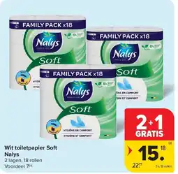 Carrefour Wit toiletpapier Soft Nalys aanbieding