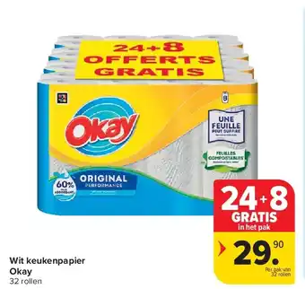 Carrefour Wit keukenpapier Okay aanbieding