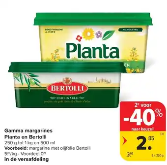 Carrefour Gamma margarines Planta en Bertolli aanbieding