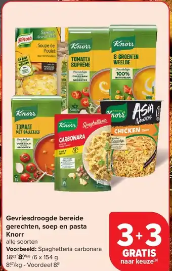 Carrefour Gevriesdroogde bereide gerechten, soep en pasta Knorr aanbieding