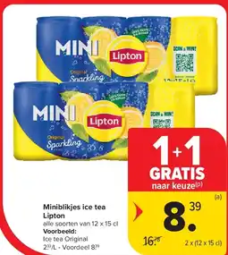 Carrefour Miniblikjes ice tea Lipton aanbieding