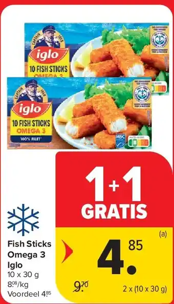 Carrefour Fish Sticks Omega 3 Iglo aanbieding