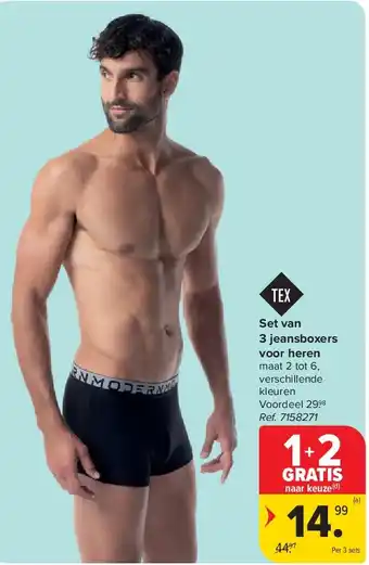 Carrefour Set van 3 jeansboxers voor heren aanbieding