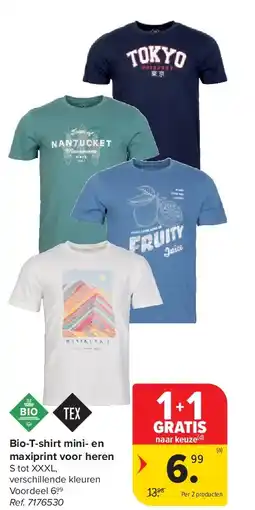 Carrefour Bio-T-shirt mini- en maxiprint voor heren aanbieding