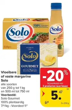 Carrefour Vloeibare of vaste margarine Solo aanbieding