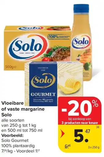 Carrefour Vloeibare of vaste margarine Solo aanbieding