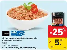 Carrefour Grijze garnalen gekookt en gepeld Carrefour Selection aanbieding