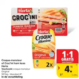 Carrefour Croque-monsieur of Croc’ini ham kaas Herta aanbieding