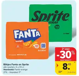 Carrefour Blikjes Fanta en Sprite aanbieding