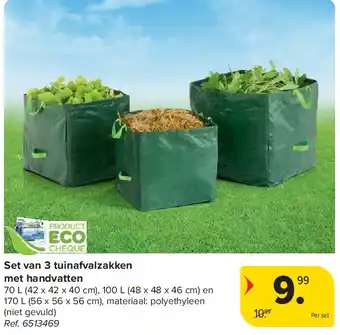 Carrefour Set van 3 tuinafvalzakken met handvatten aanbieding