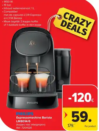 Carrefour Espressomachine Barista LM8014/6 aanbieding