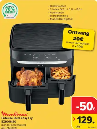 Carrefour Friteuse Dual Easy Fry EZ901N20 aanbieding